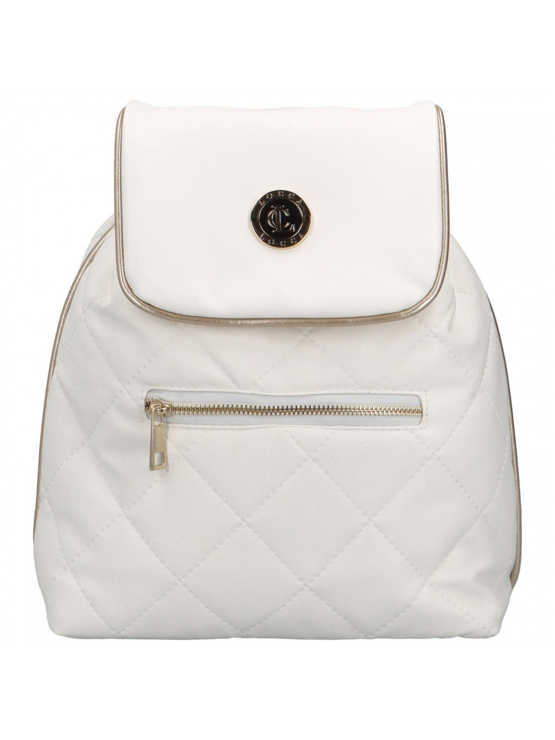 Stylový dámský koženkový batoh Evgenia krémový